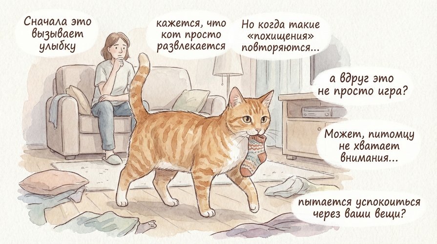 почему кошки таскают вещи
