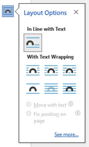 Layout Options по клику на значок справа от картинки