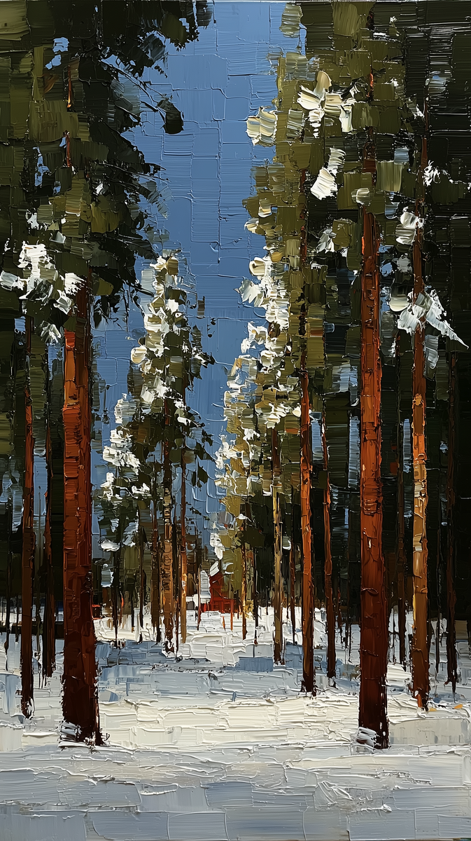 Сосновый лес в метель