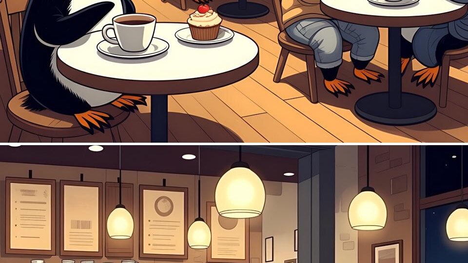 Тест на внимание. Пингвинье кафе. 6 отличий.