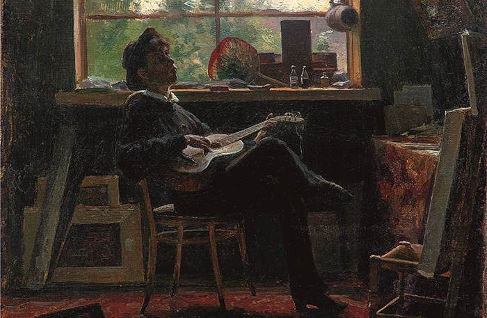     Иосиф Крачковский. Портрет Павла Самойлова в юности (в роли Гамлета). 1890-е. Санкт-Петербургский государственный музей театрального и музыкального искусства.    
 Фото: пресс-служба Музея русского импрессионизма