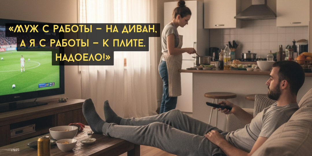 «Муж с работы - на диван, а я с работы - к плите». Жена устала быть обслугой дома и устроила бунт