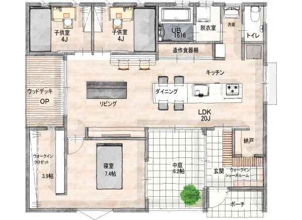 Японский дом для семьи с двумя детьми