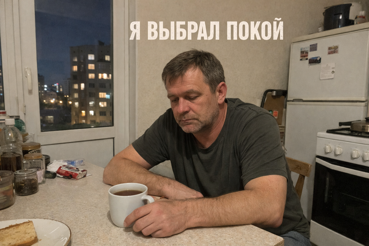 Идеальная кухня, идеальная тишина и полное отсутствие жизни. Тот самый момент, когда чай остывает, а ты понимаешь, что внутри — бетон»