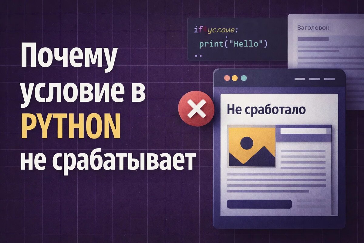 Почему условие в Python не срабатывает, хотя всё написано правильно 