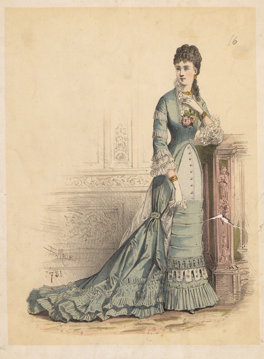 Модный дамский костюм. Лист из журнала ««L’élégance parisienne». Париж, 1870-е гг.