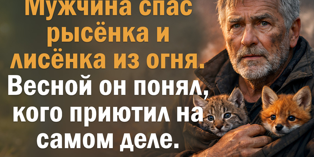 Мужчина спас рысёнка и лисёнка из огня. Весной он понял, кого приютил на самом деле.