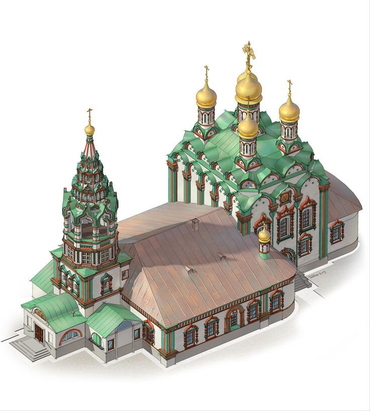 3д модель церкви, картинка взята с сайта Pinterest.