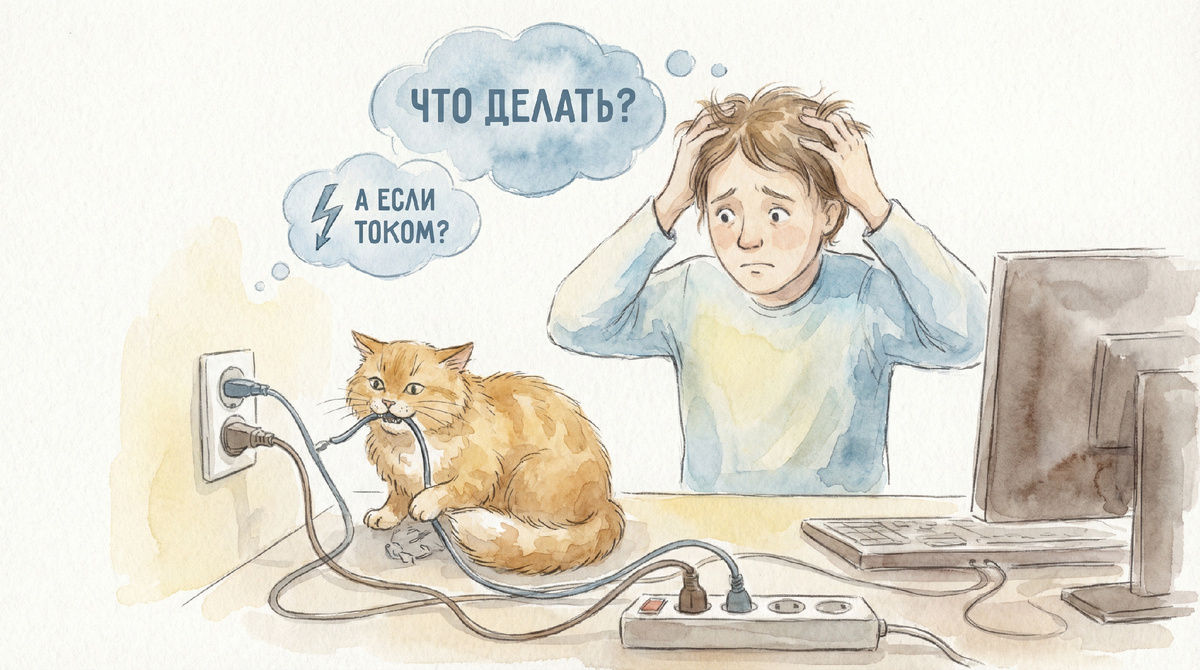 кот грызет провода