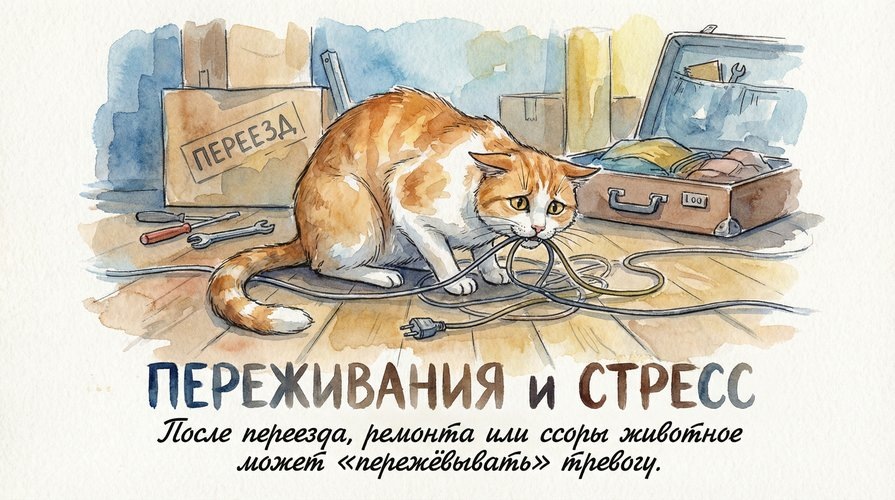 кошка грызет провода