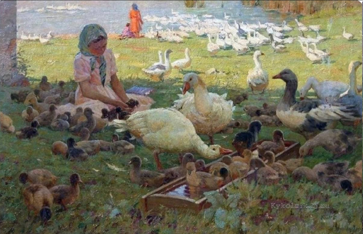 Василий Дьячков. «Шефы. Гуси». 1955