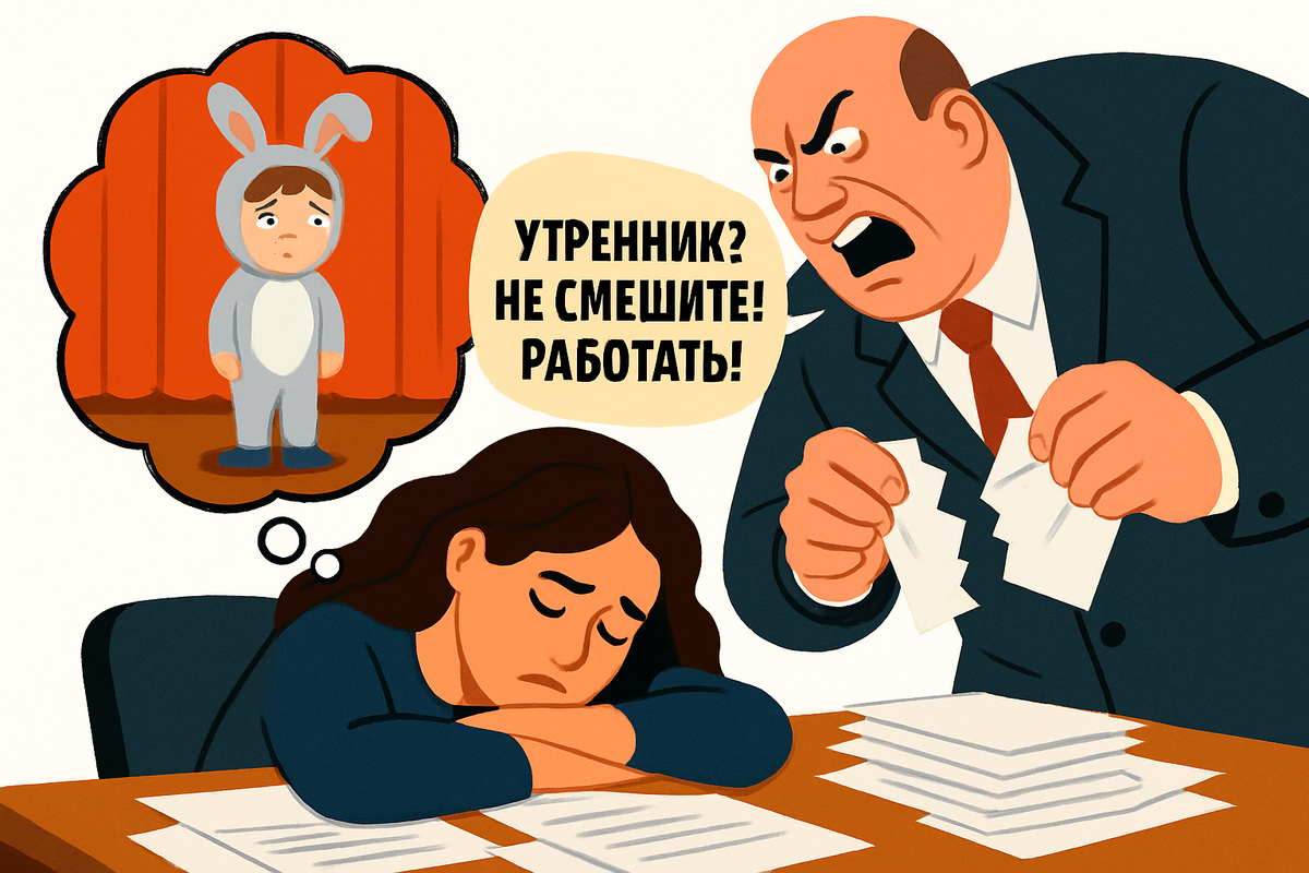 🐰 «Мам, ты точно придешь?» — спрашивал сын, примеряя уши зайца.
А я сидела в офисе и глотала слезы, потому что шеф сказал: «Утренник? Не смешите! Работать!»