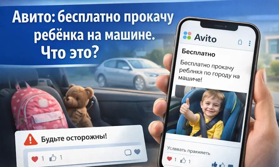 Авито: бесплатно прокачу ребёнка на машине. Что это? Вскрываем подвох