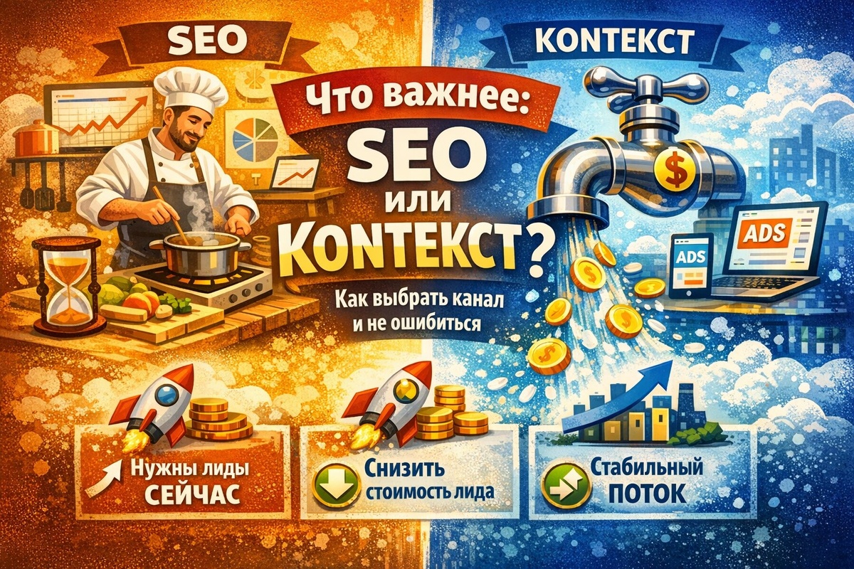 Что важнее: SEO или контекст? Как бизнесу выбрать канал и не ошибиться 