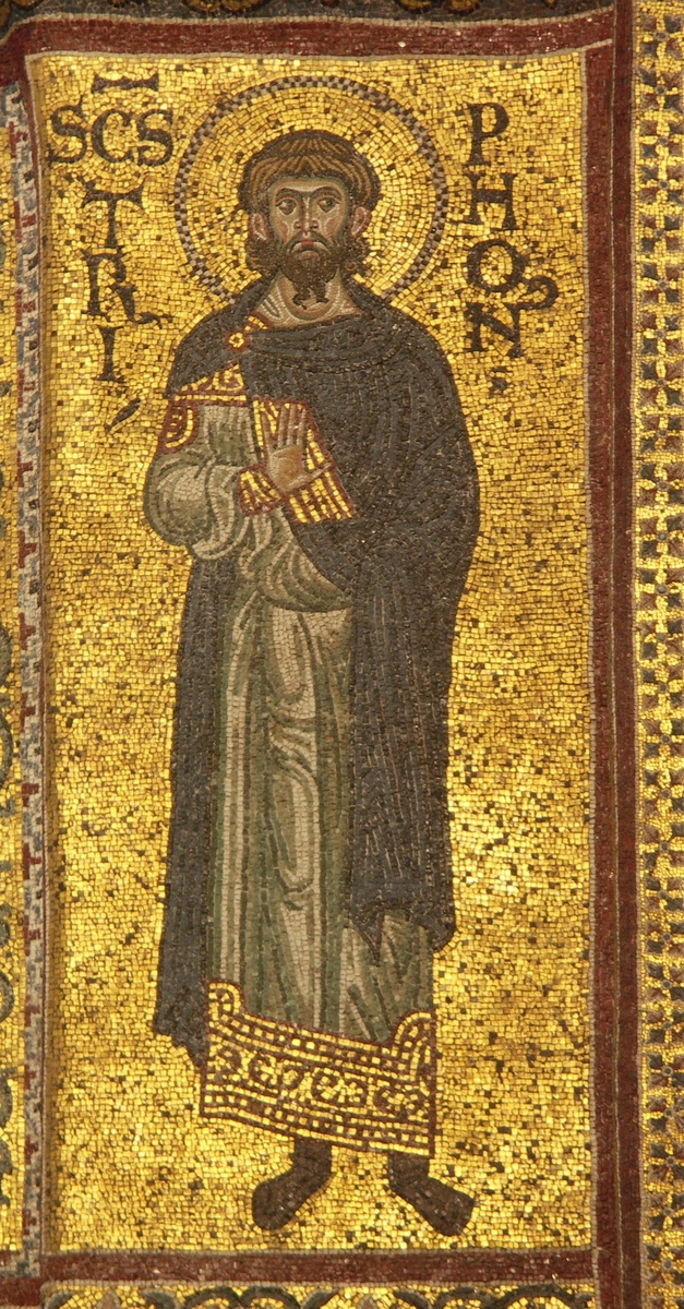 Святой Трифон. Мозаика собора  Рождества Пресвятой Богородицы в г. Монреале, Сицилия. 1180-е гг.