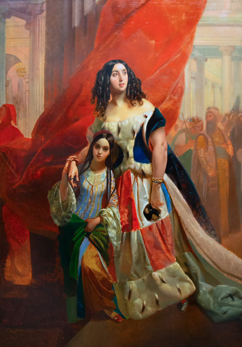 Портрет графини Ю.П.Самойловой, удаляющейся с бала с приемной дочерью Амацилией Пачини, Русский музей.