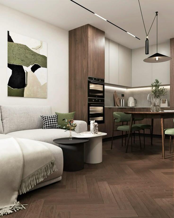 Дизайн проект кухни гостиной по планировке