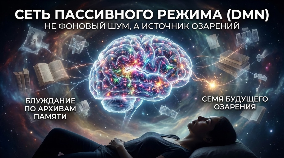 Дефолт система мозга, инфографика