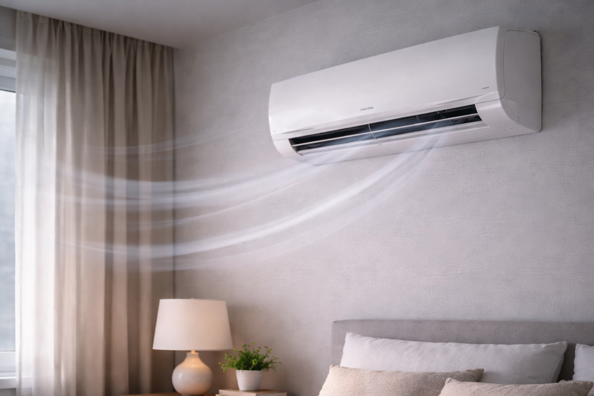 Кондиционер охлаждает и гоняет воздух по кругу, но не подаёт свежий с улицы — поэтому температура комфортная, а «свежести» нет: без притока и вытяжки состав воздуха в комнате почти не меняется.
