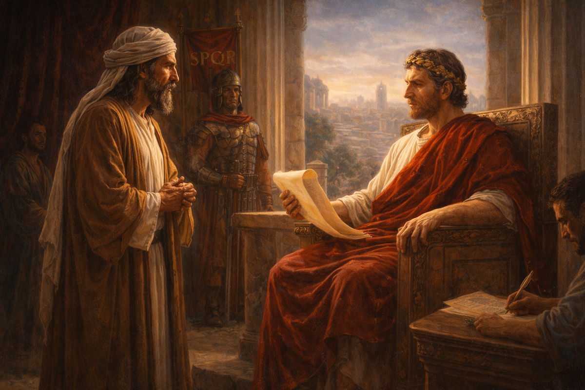 Иосиф из Аримафеи просит Понтия Пилата о снятии тела Иисуса с креста