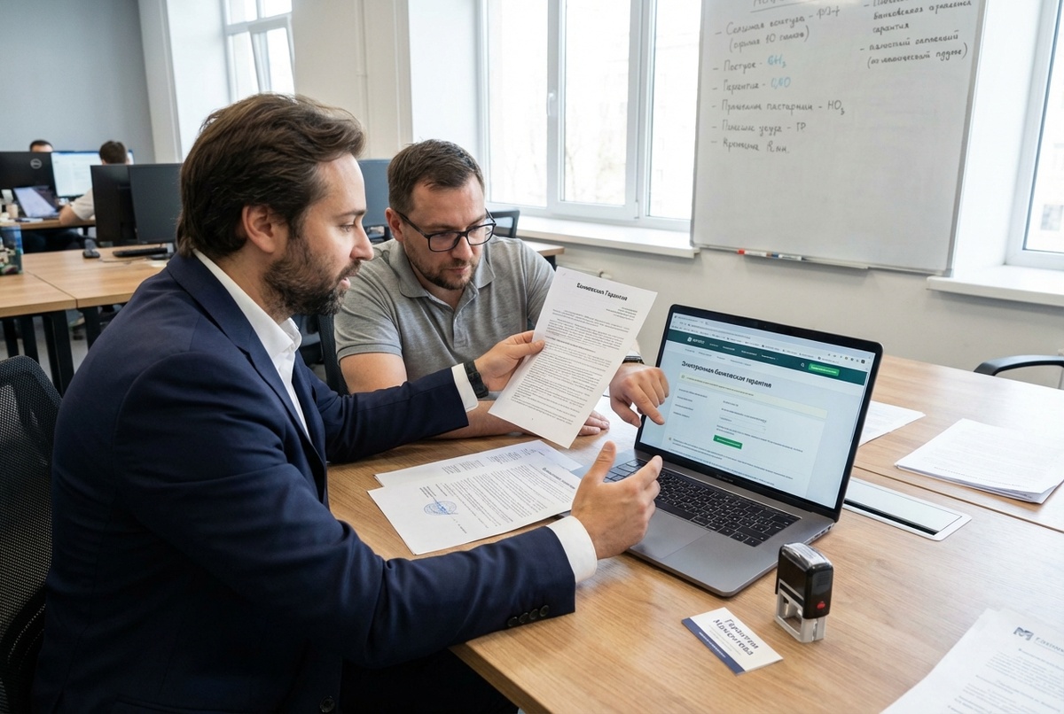 банковская гарантия в электронном виде — экран с карточкой гарантии и полями суммы и срока