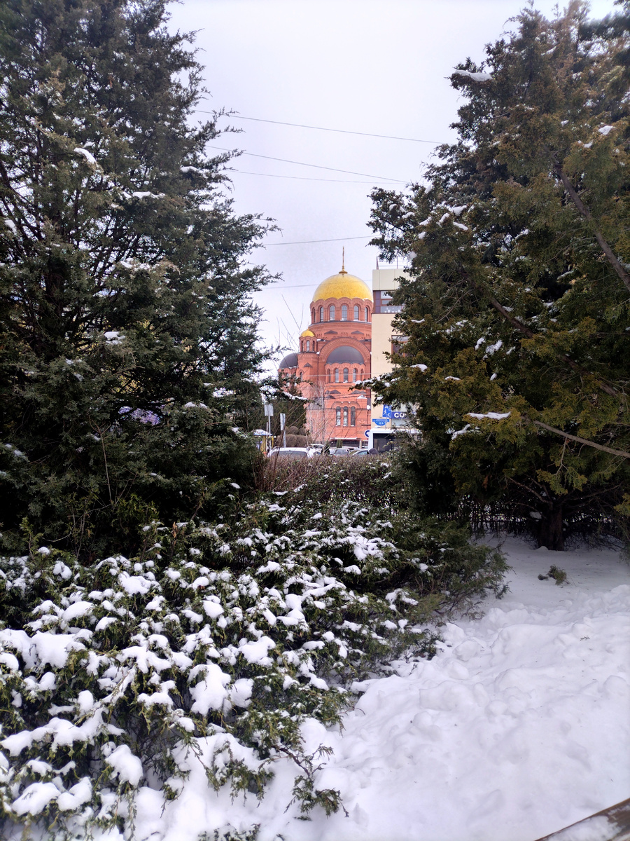 Через дорогу от поликлиники ржд Александро-Невский собор 