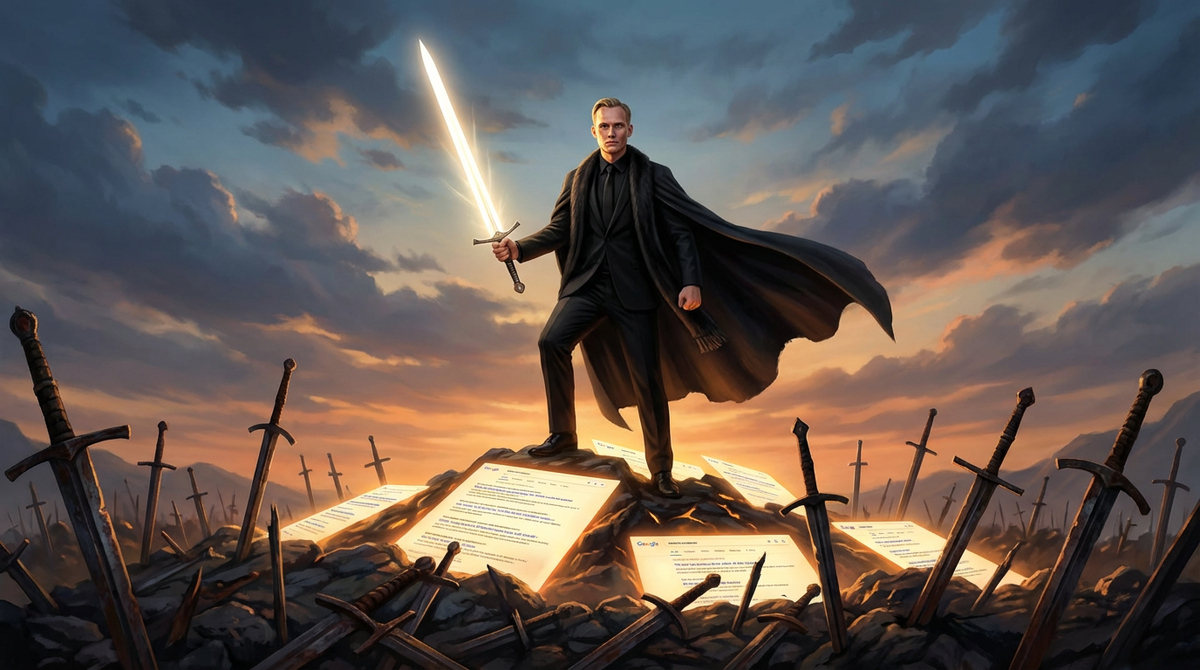 Авторский постер по теме статьи https://oastek.ru/p/seo-the-sword-of-light-against-an-army-of-competitors/