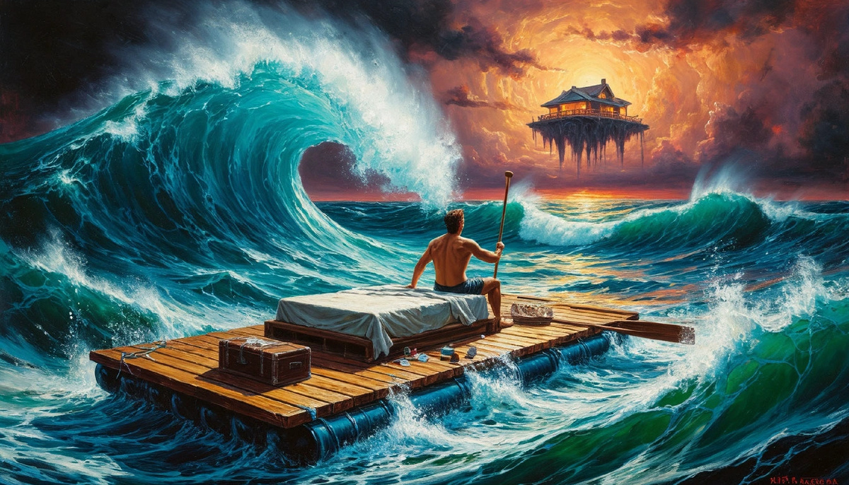 Потоки несут наш плот сами, лишь укрепив его и обзаведясь веслом, мы получаем возможности хоть куда-то добраться по своему выбору. Осознанность правит бал.