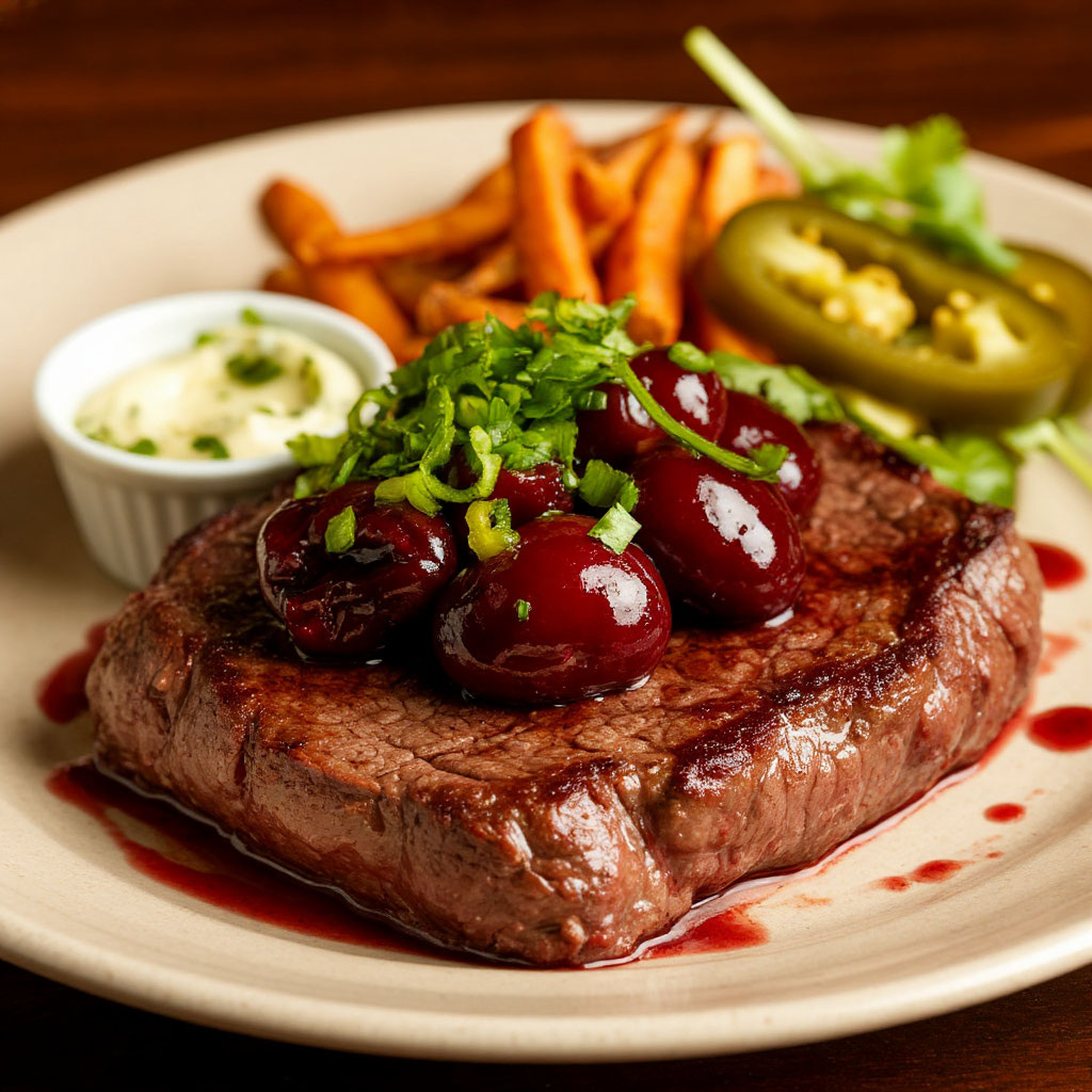 «Печеночный Стейк: Пьяная Вишня & Халапеньо».