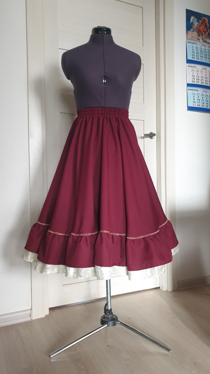 Юбка-солнце с двойной оборкой