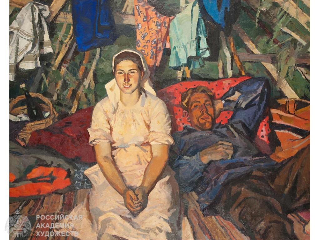 Виктор Иванов «В шалаше на покосе (Маша и Вася Чугуновы)»