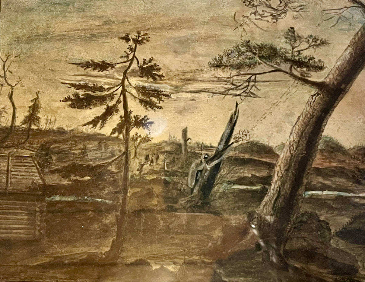 «Пейзаж с охотником» нарисован Чистяковым Павлом в 10-летнем возрасте.