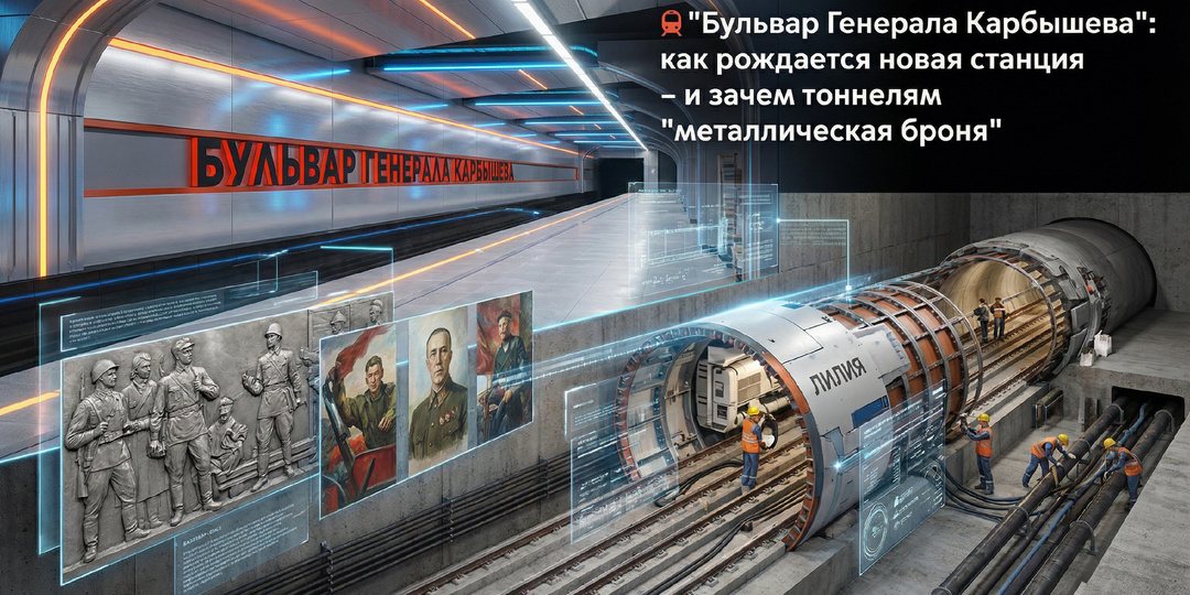 «Бульвар Генерала Карбышева»: платформа уже “с именем”, а рядом — тоннели двух диаметров, включая 10-метровый “гигант”