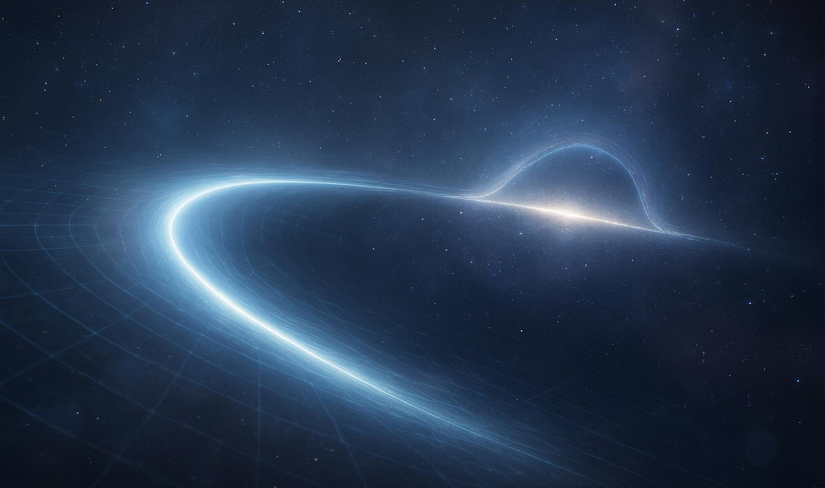 Свет всегда летит по прямой. Но если пространство искривлено невидимой массой, луч покорно огибает её — и приходит к нам уже с другого направления.