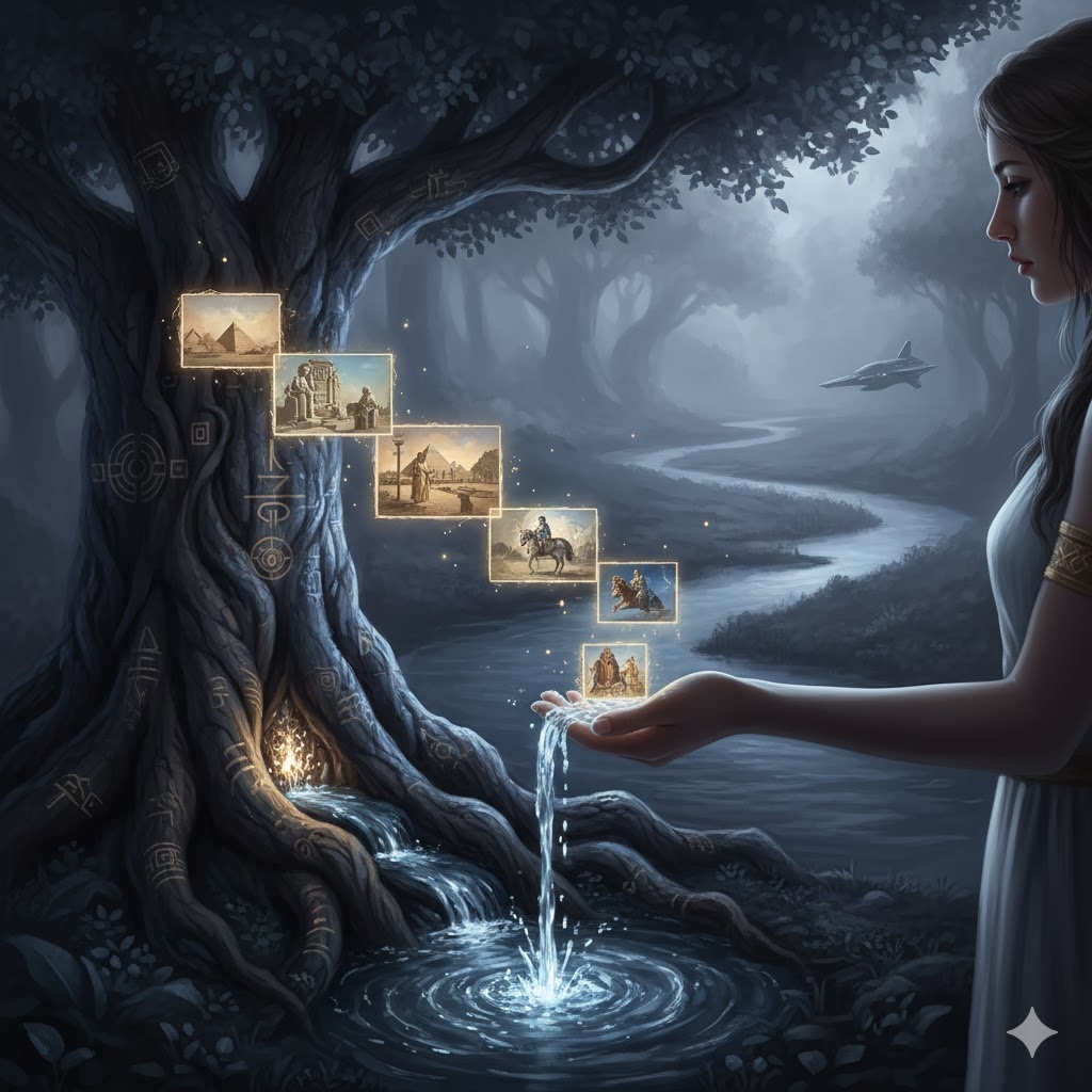 "Ключ Персефоны: Память Знающей", иллюстрация создана сетью Джемини