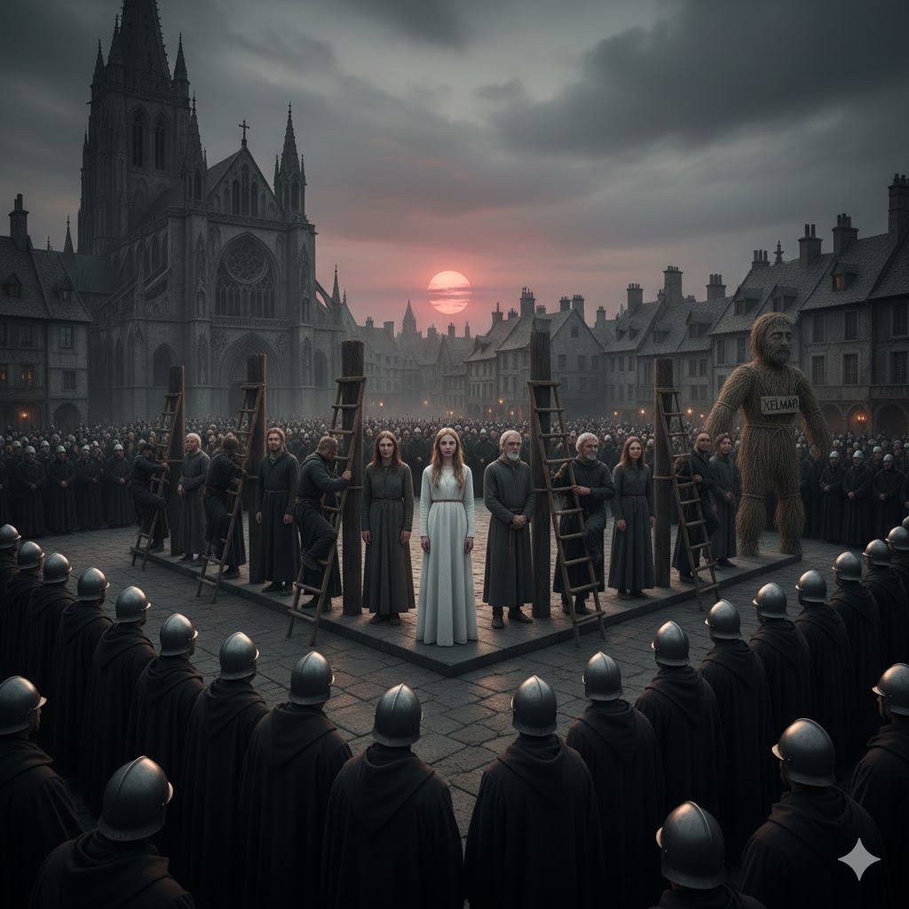 "Шеренга обречённых: В ожидании первого пламени", иллюстрация создана сетью Джемини