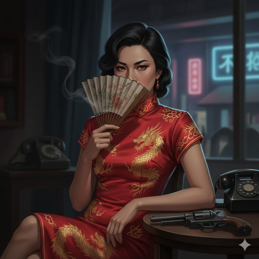 "Шпион Её Величества: Хозяйка сингапурских теней", иллюстрация создана сетью Джемини