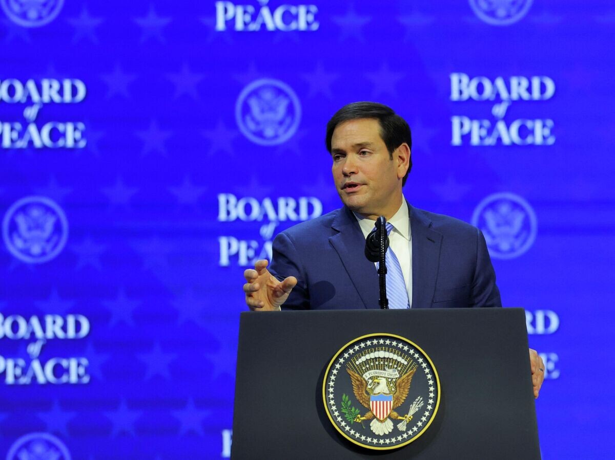    Госсекретарь США Марко Рубио выступает на церемонии подписания устава "Совета мира" на Всемирном экономическом форуме в Давосе | © REUTERS / Denis Balibouse