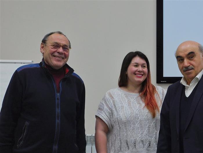    Владелец "АэроВолги" Сергей Алафинов, директор Borey Aircraft Наталья Дмитриева, гендиректор холдинга "СИНКО" Эдуард Мнацаканян. Фото: Аполлинария Булыгина