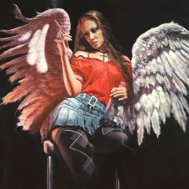 КАРТИНА ХУДОЖНИКА ХЭМИША БЛЕЙКЛА / Hamish Blakely / ИЗ ЕГО СЕРИИ " ТЫ НЕ АНГЕЛ..." /  “Out of Work. Angels Collection”