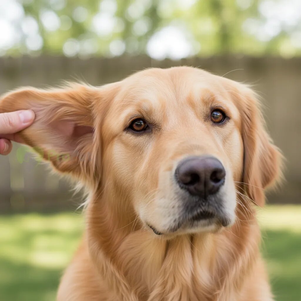 Собака с внимательным взглядом, намек на здоровье ушей.
