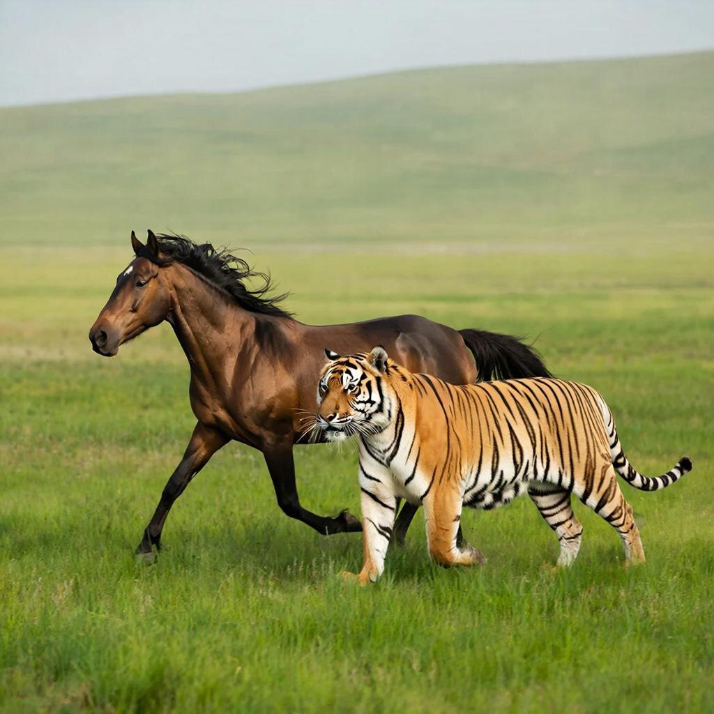 Текущий лунный месяц связан с энергиями Тигра (месяц Тигра) и Лошади (новый лунный год Лошади). Картинка сгенерирована ИИ