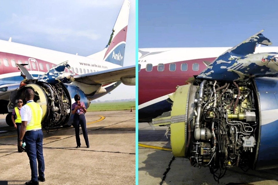    Поврежденный самолет успешно долетел до Бенина на одном двигателе и совершил посадку