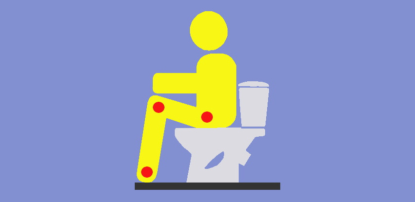 Положение человека во время использования высокого унитаза