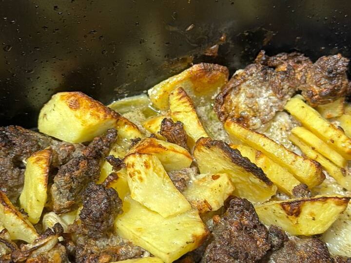 Картошка с фаршем в аэрогриле