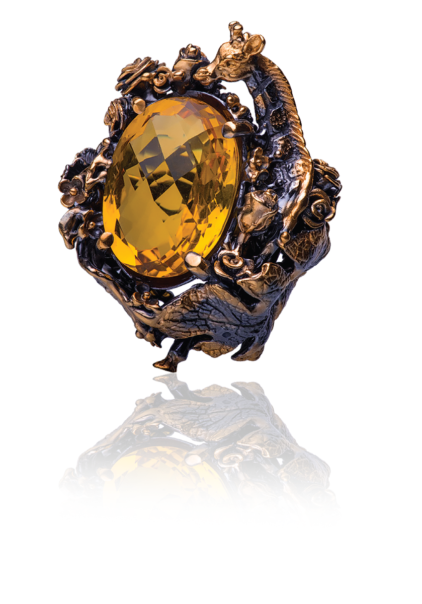Кольцо «Африка», камень цитрин, размер 18,5