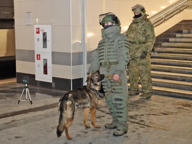 Для обнаружения взрывоопасных предметов в метро привлекаются кинологи Внутренних войск МВД