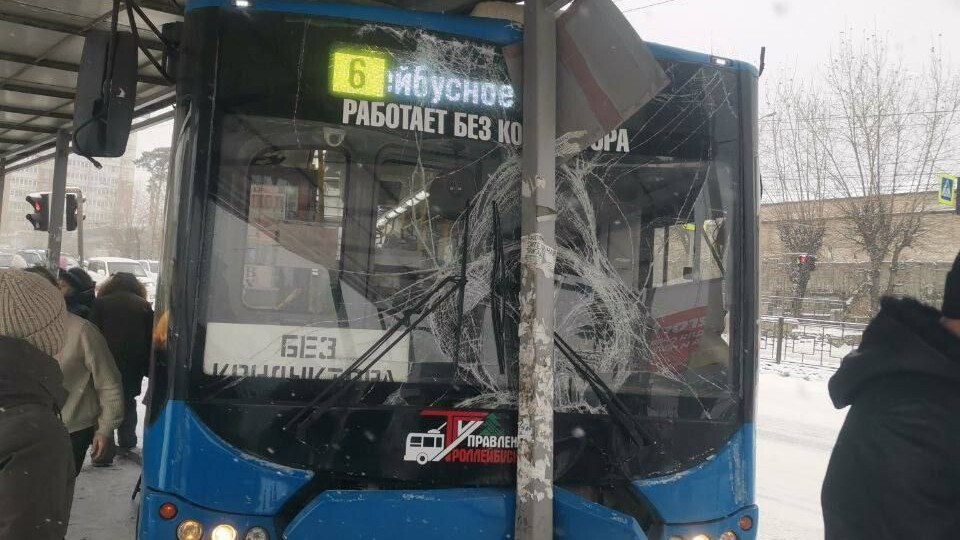 Троллейбус влетел в остановку на «Витэне» в Чите