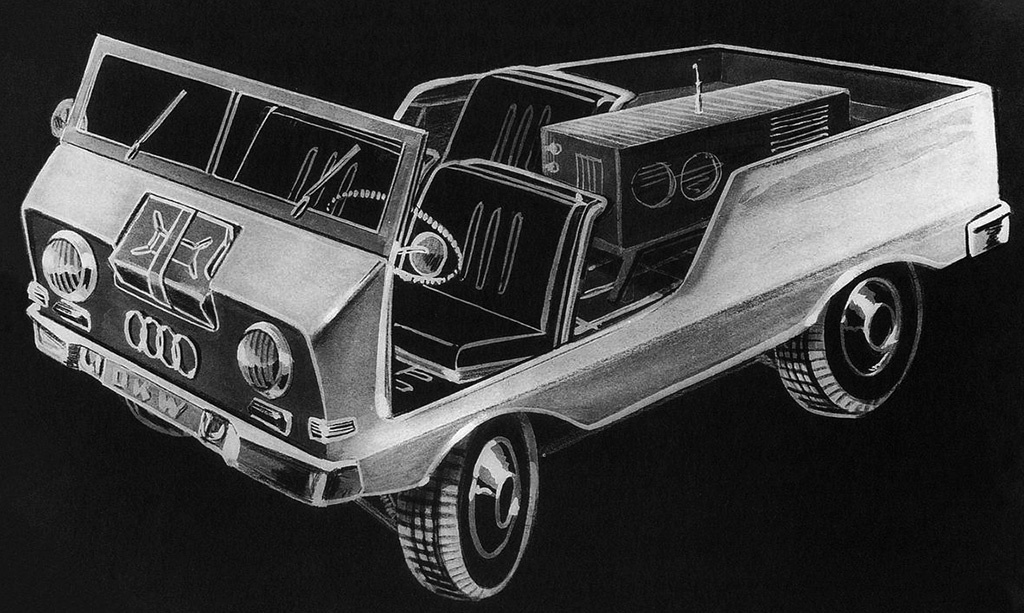 Таким представлял легкий армейский вездеход дизайнер завода Auto-Union Йозеф «Юпп» Диэнст в 1961 году