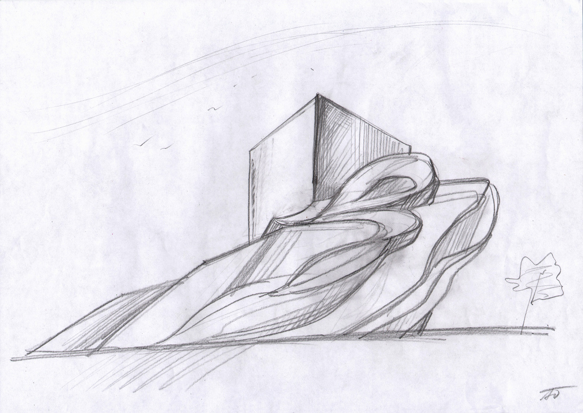 Архитектурная фантазия. Бумага A3, простой карандаш. Ю. Погудин